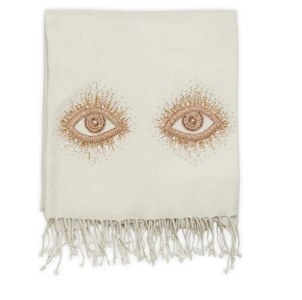 JONATHAN ADLER BEADED MUSE EYES EMBELLISHED THROW BLANKET